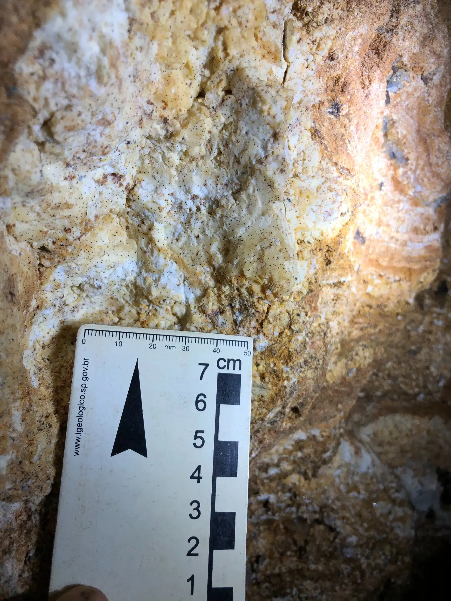 Light-colored clay-altered pegmatite exposed near artisanal workings.