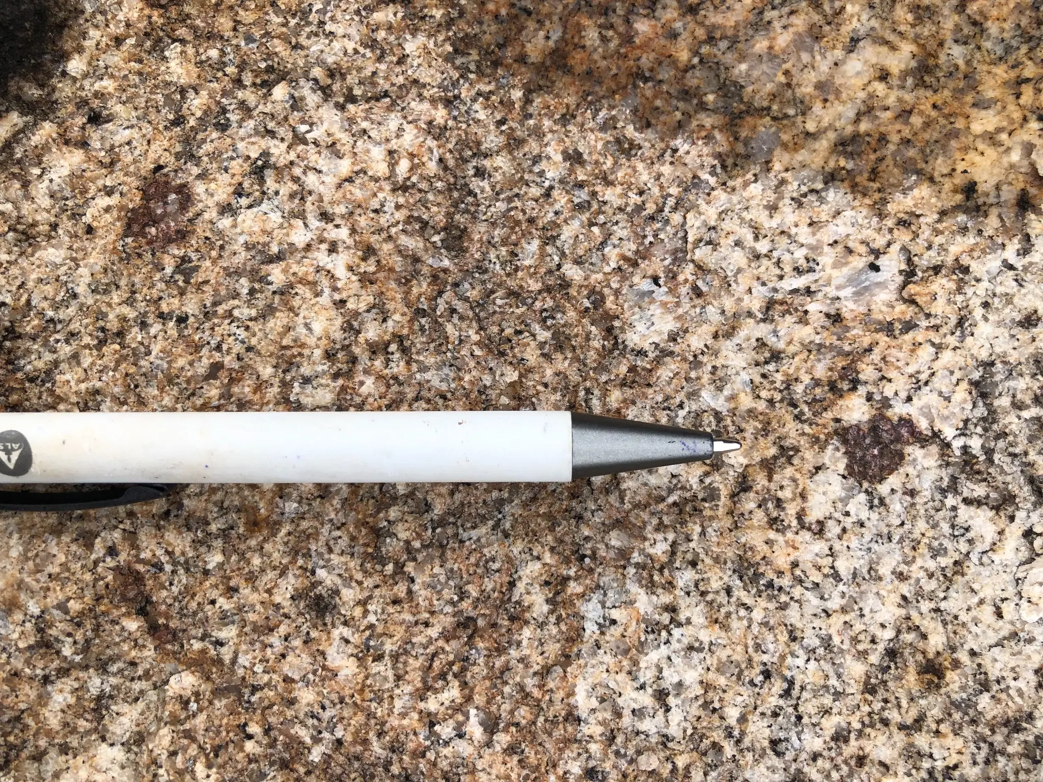 Medium- to coarse-grained granite with visible feldspar, quartz, and biotite.
